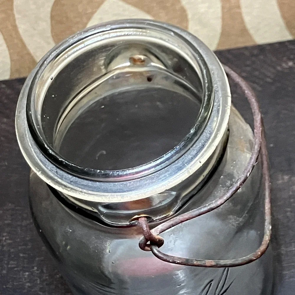 Ball Ideal Mason Jar Vintage Clear Glass Wire Bail Closure Antique